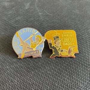 Sahib Shrine Circus Mom and Dad Pin 1994 Collectors Pins with Backs Great Cond.
